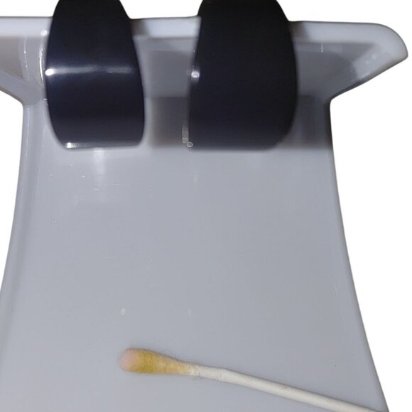 Vintage Blue Bakelite Clip On Earrings Timeless Geometric Design Authentic Retro - Picture 9 of 9